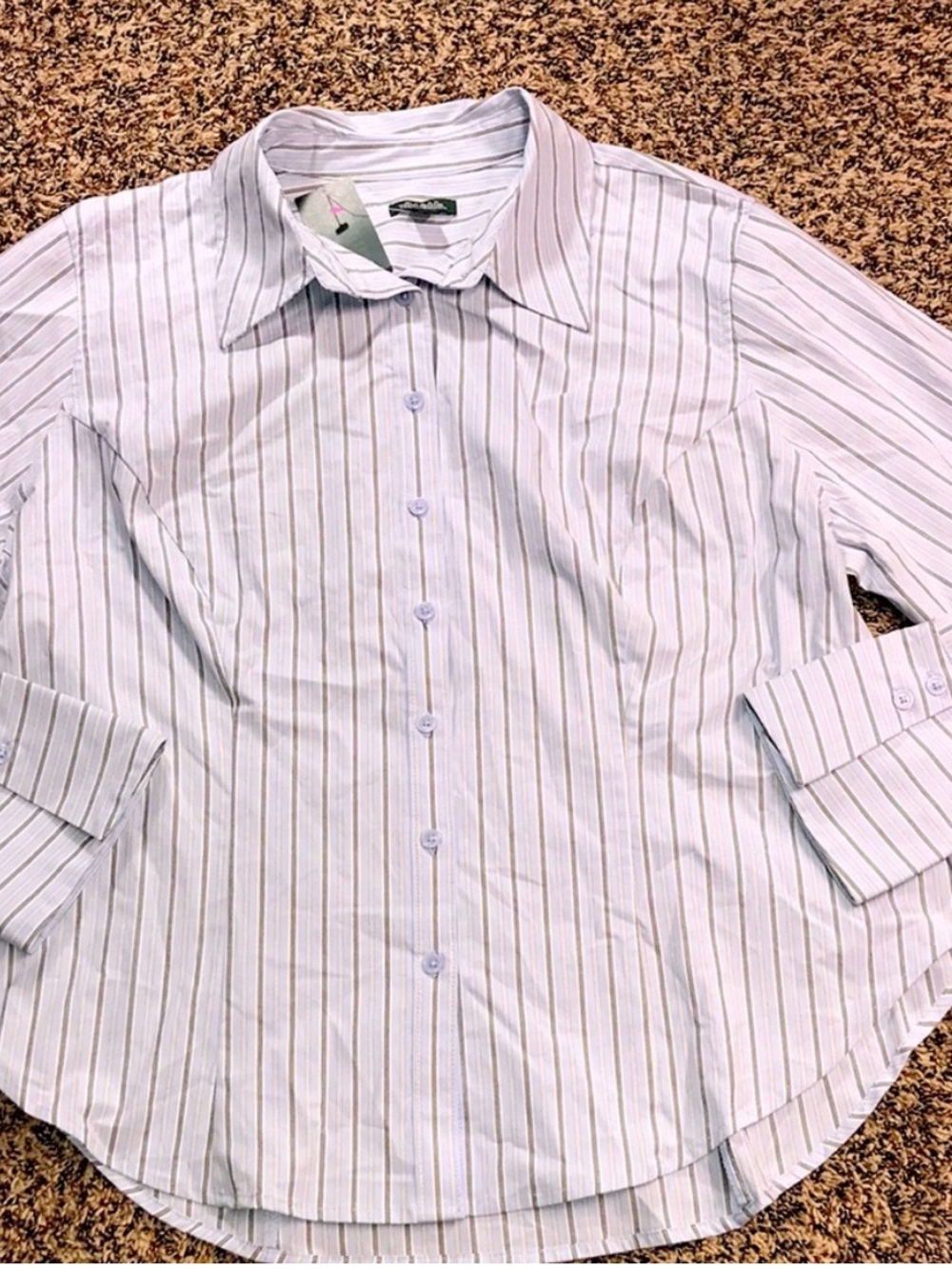 Wild Fable Tailored Button Up Bell Sleeve Blue Striped Blouse Var Sizes | NWT